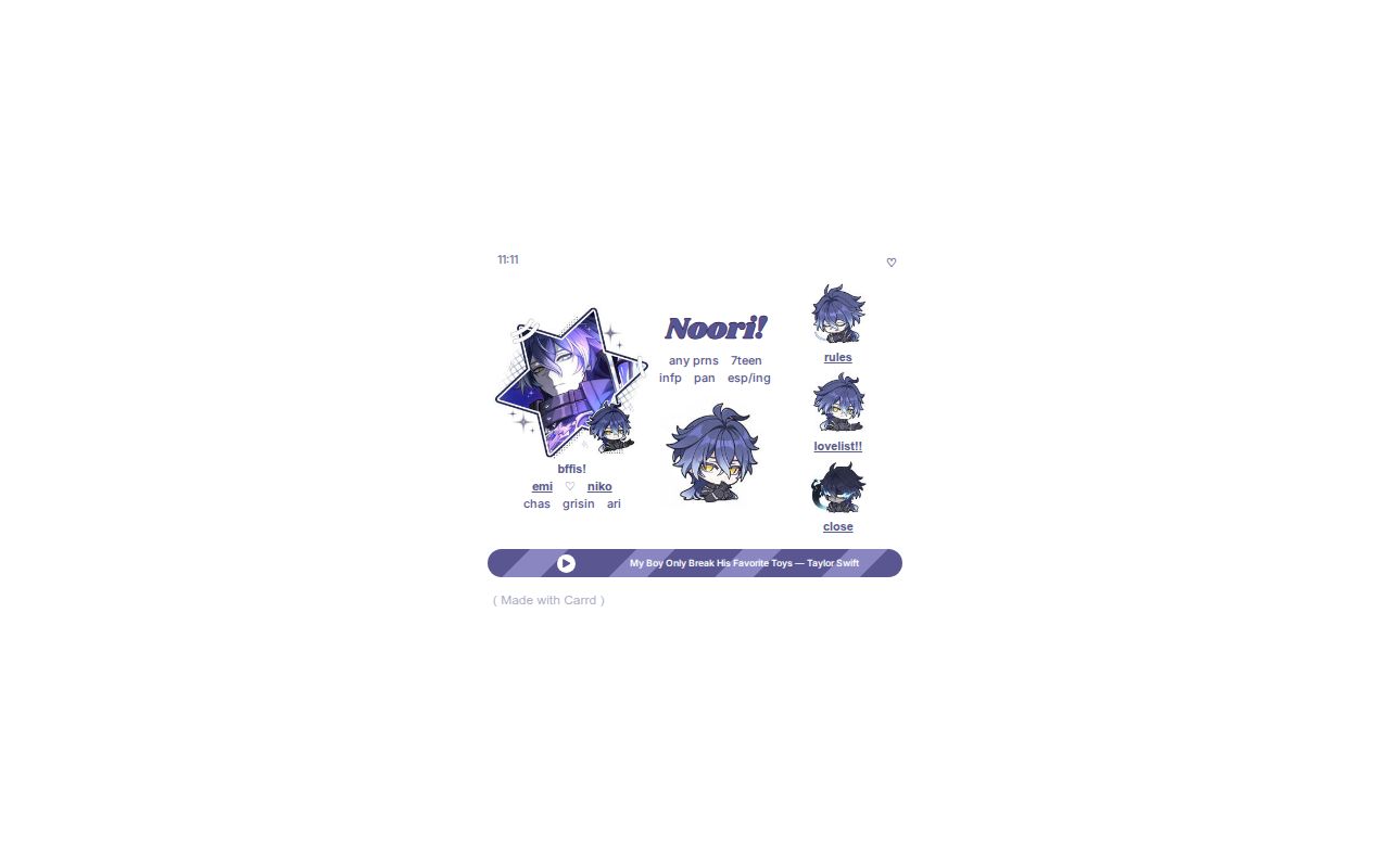 Carrd profile picture for @noori